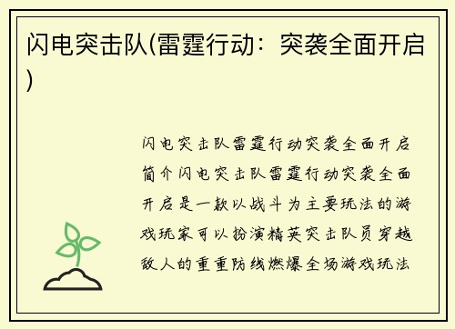 闪电突击队(雷霆行动：突袭全面开启)